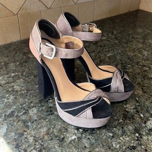 Womens Lauren Conrad platform suede heels
